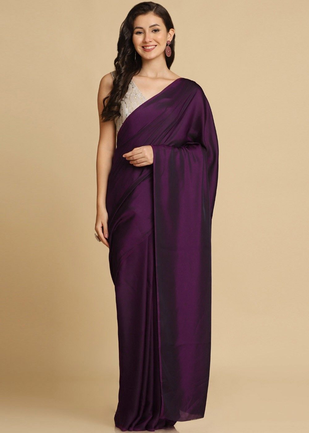 Buy Casual Wear Brown Border Work Vichitra Silk Saree Online From Surat  Wholesale Shop.