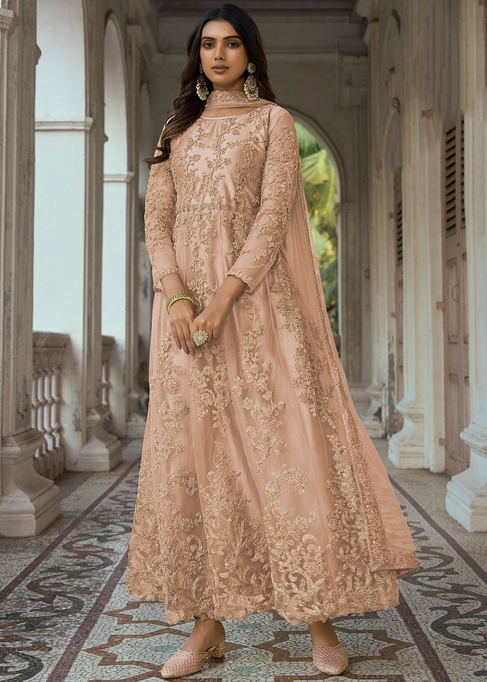Buy Sonal Chauhan Beige Abaya Style Anarkali Suit Party Wear Online at Best  Price | Cbazaar