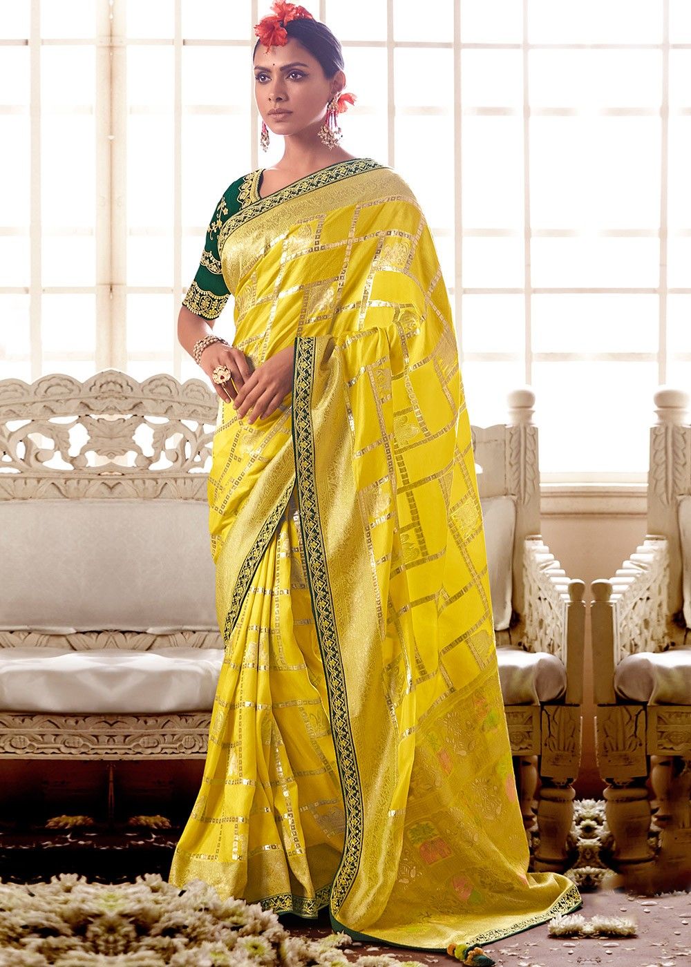 Daily Wear Yellow Manipuri Printed Saree With Silver Zari Border &  Beautiful Design For Women saree under 500 Haldi ceremony Special Saree