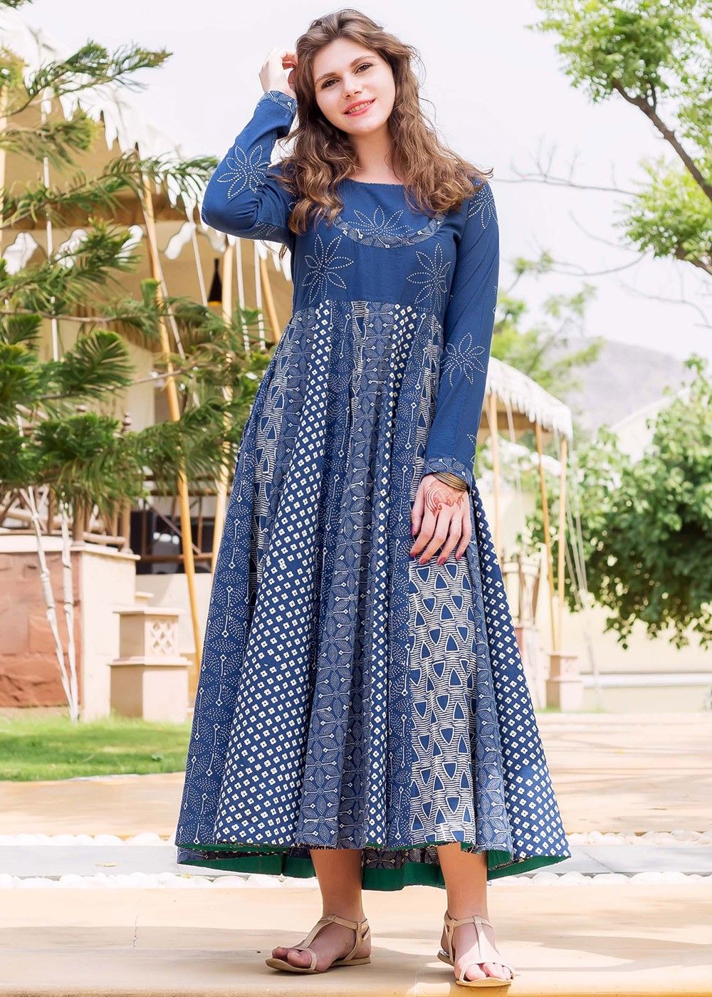 Aqua Blue Silk Indo-western Dress – SAB | Seams And Beyond