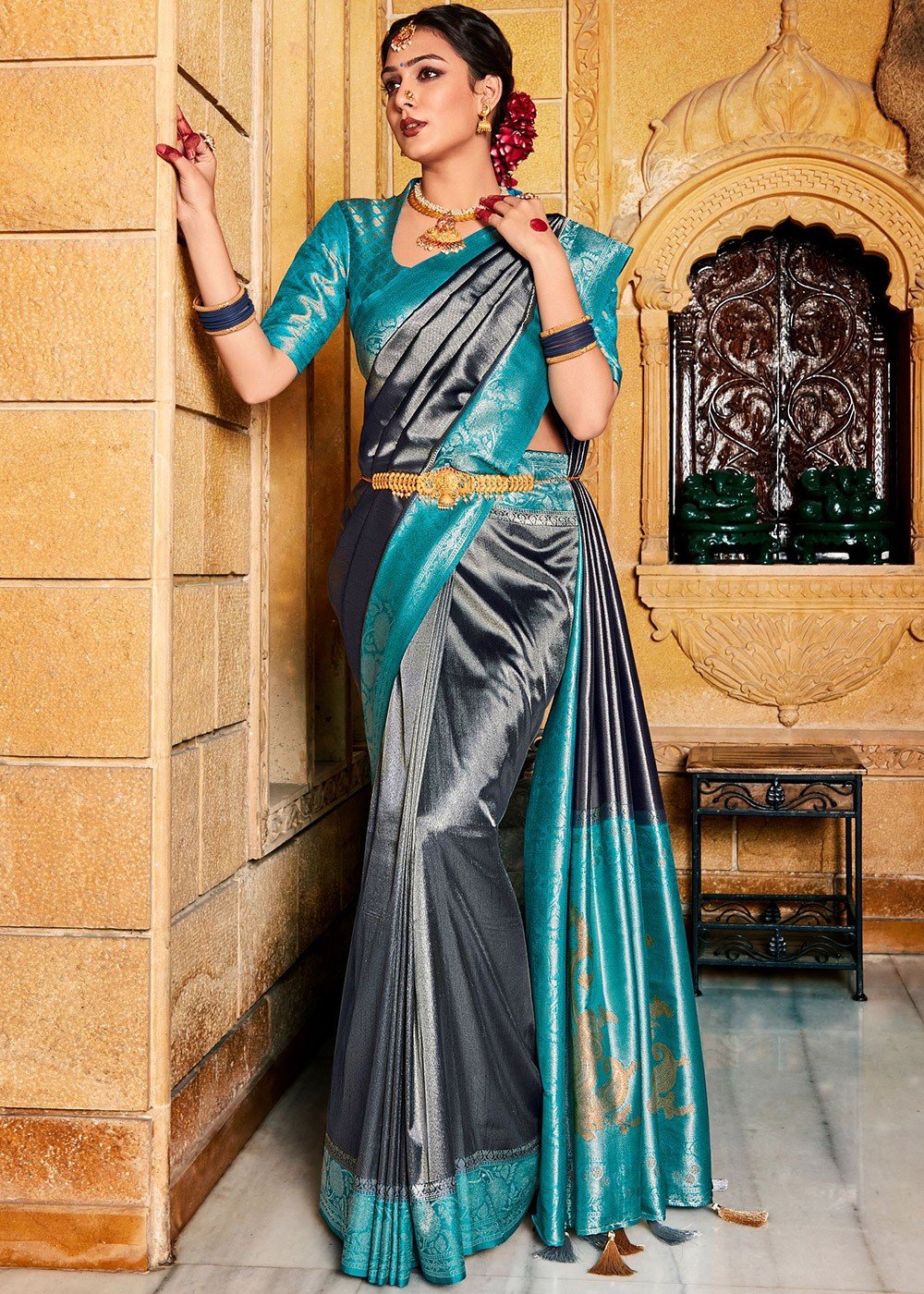 Trending | Grey Silk Saree and Grey Silk Sari Online Shopping