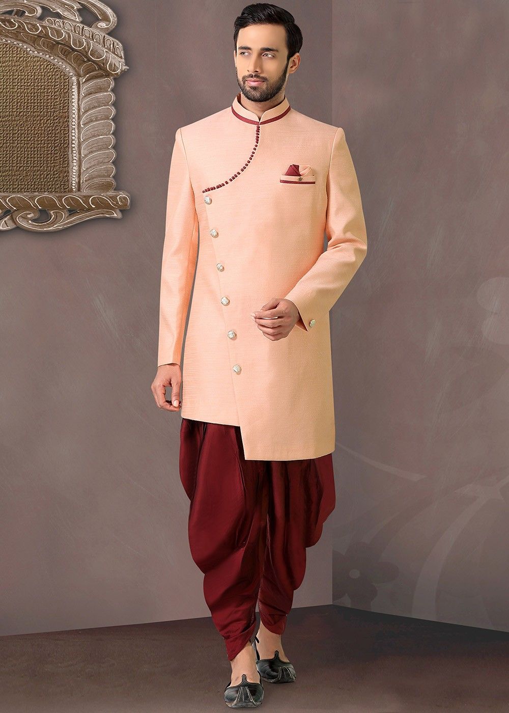Buy Orange Sherwani Sets for Men by VASTRAMAY Online  Ajiocom