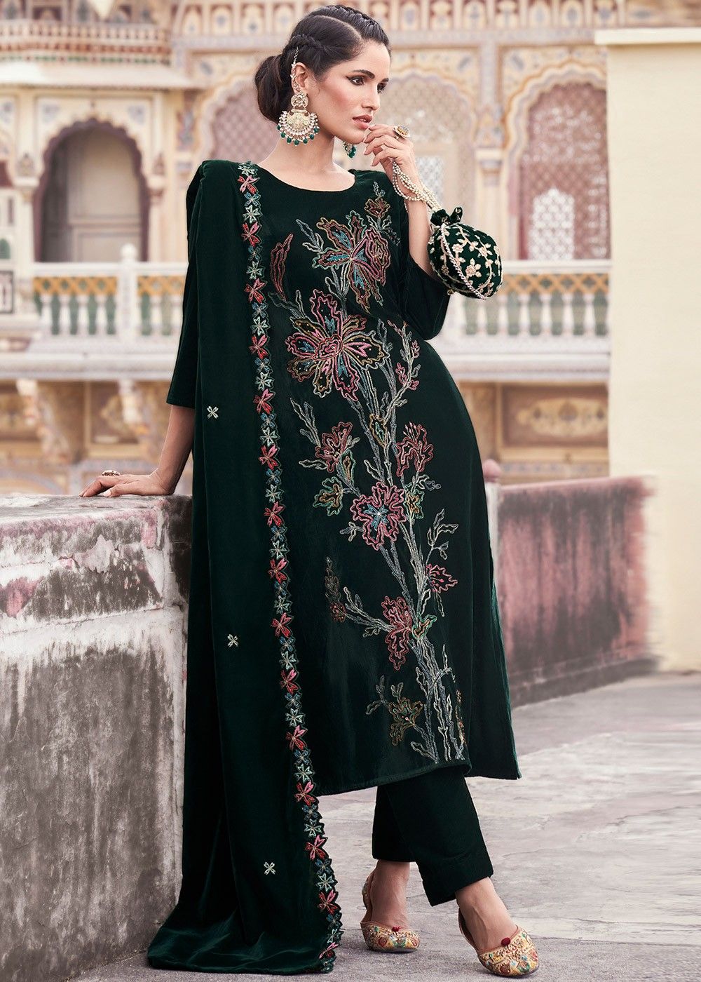 Cotton Women Embroidered Pakistani Pant Suit From Signature 049