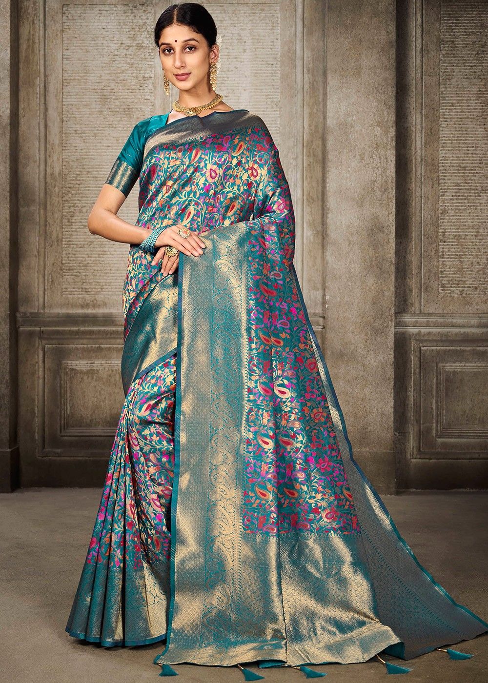 Magenta Colour Banarasi Saree | Magenta Silk Saree In Woven Silk