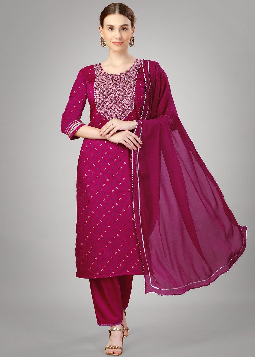 Pink Embroidered Pant Suit Set 5297SL08
