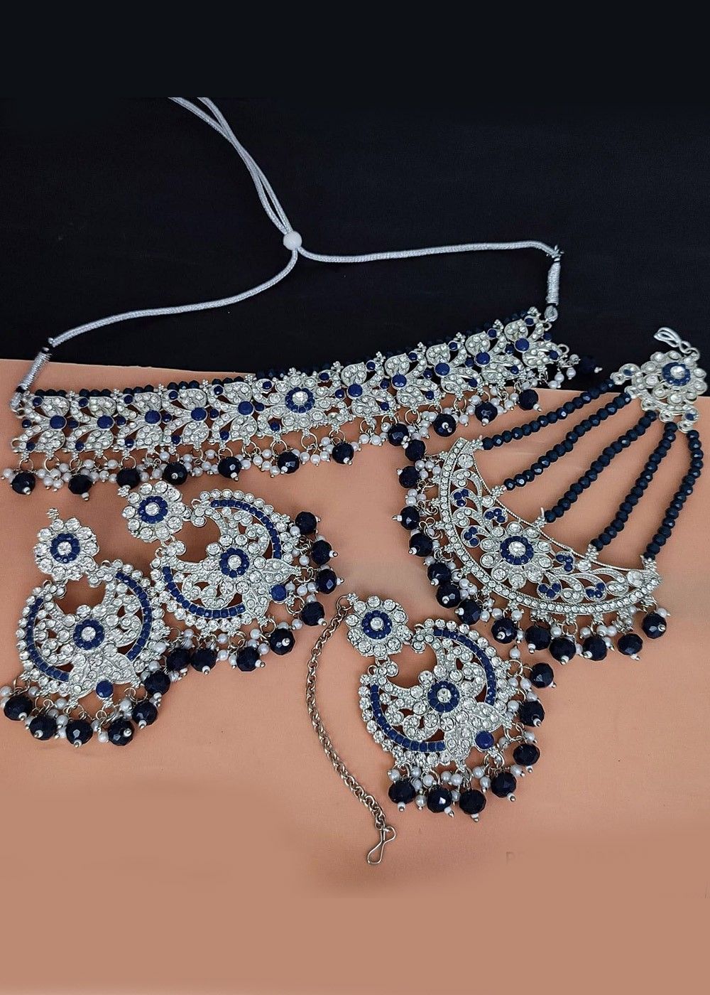 Buy Meenakari Dark Blue and Light Blue Necklace Set by JOULES BY RADHIKA at  Ogaan Market Online Shopping Site