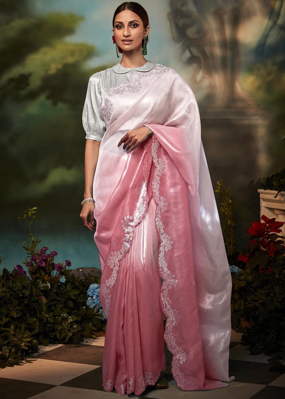 Buy Pink Sarees for Women by Ri-wah Online | Ajio.com