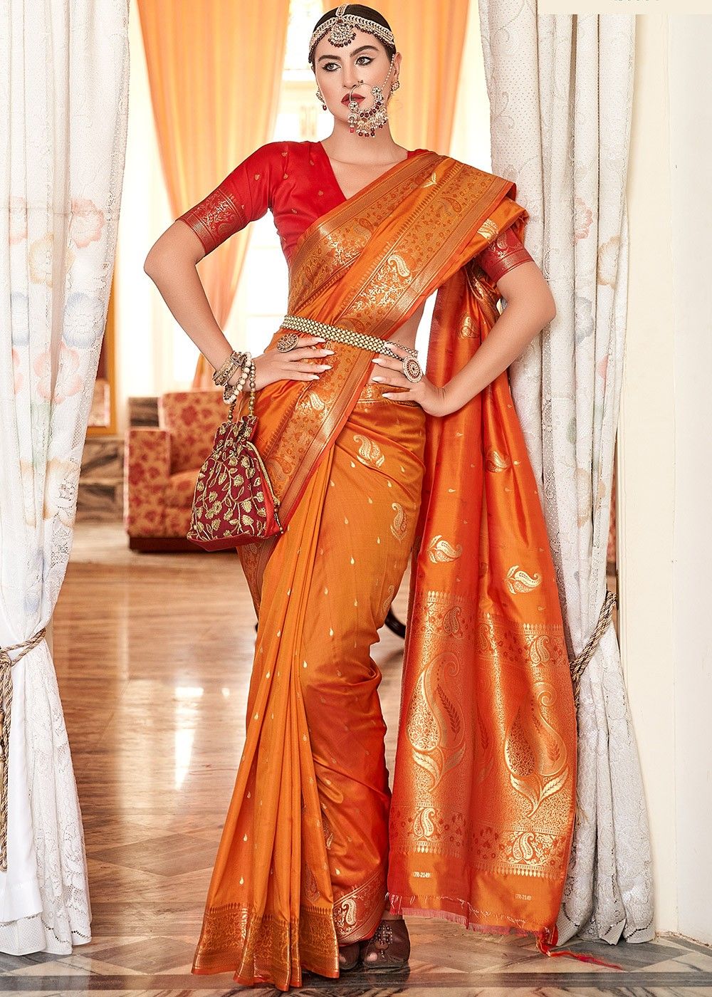 SF-Red color Soft Lichi Silk saree - New In - Indian