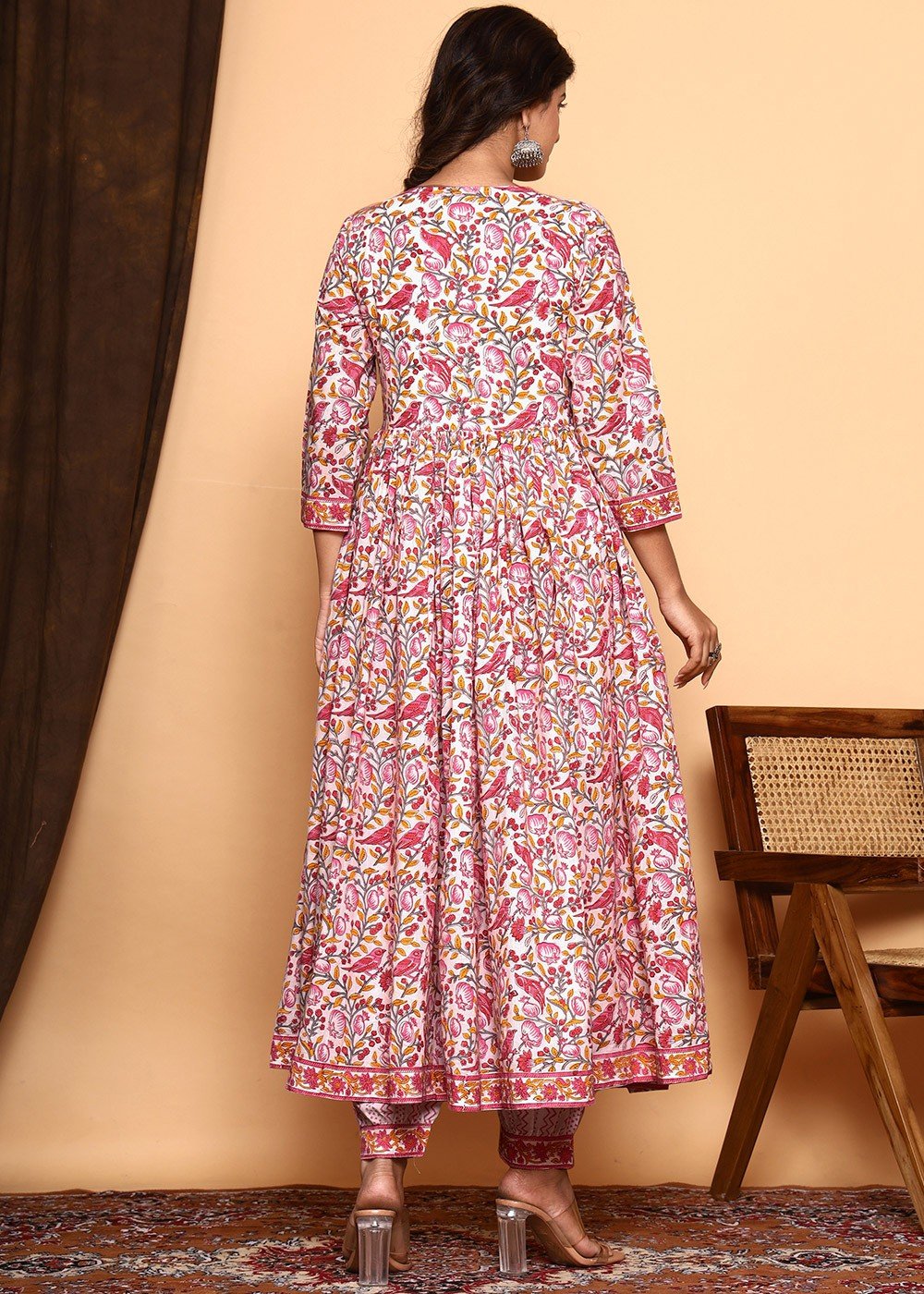 Readymade Pink Floral Printed Anarkali Pant Suit 5349SL16