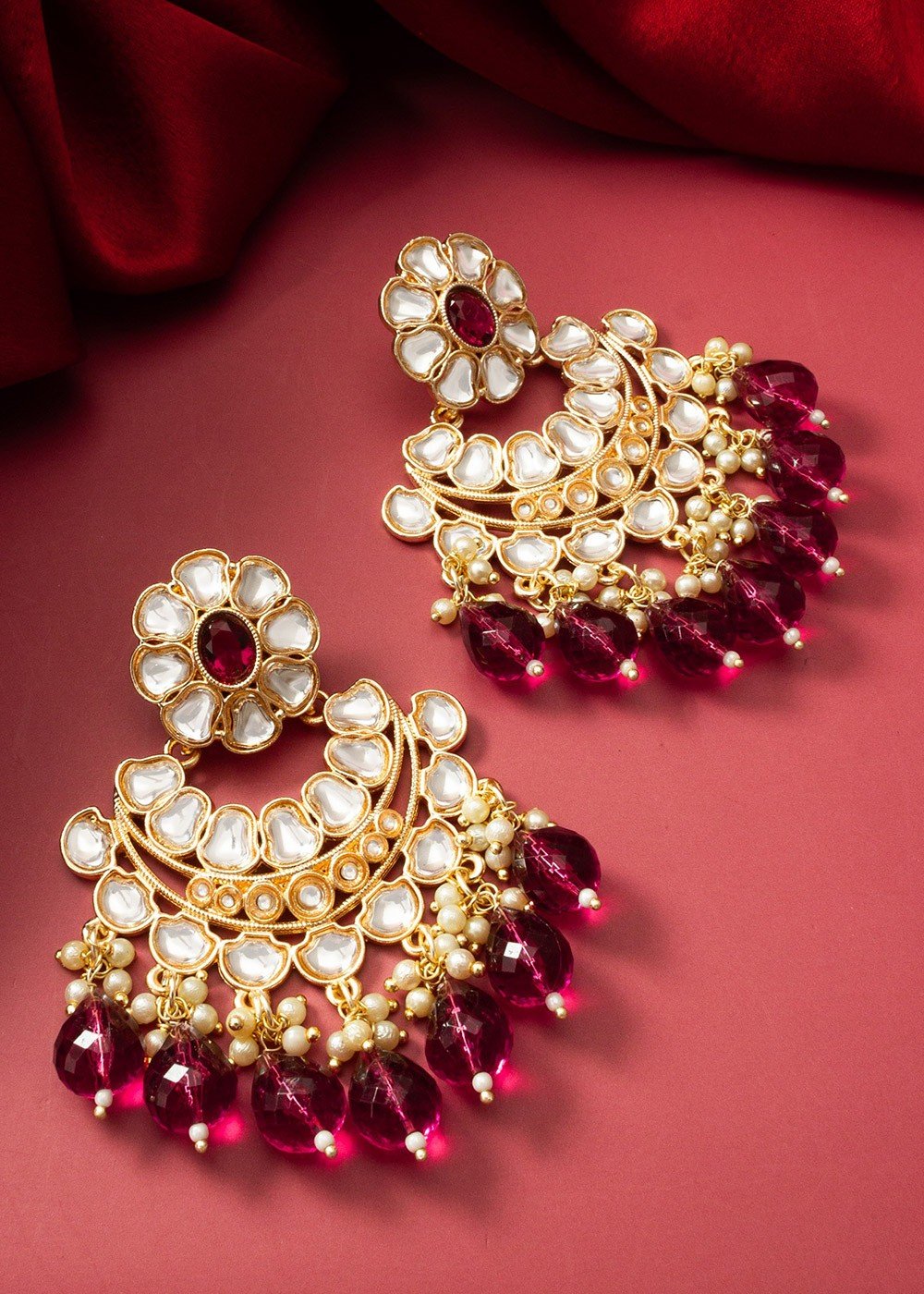 Big Size Jhumka for Peach Color Gown | FashionCrab.com | Bold statement  jewelry, Peach colors, Online earrings