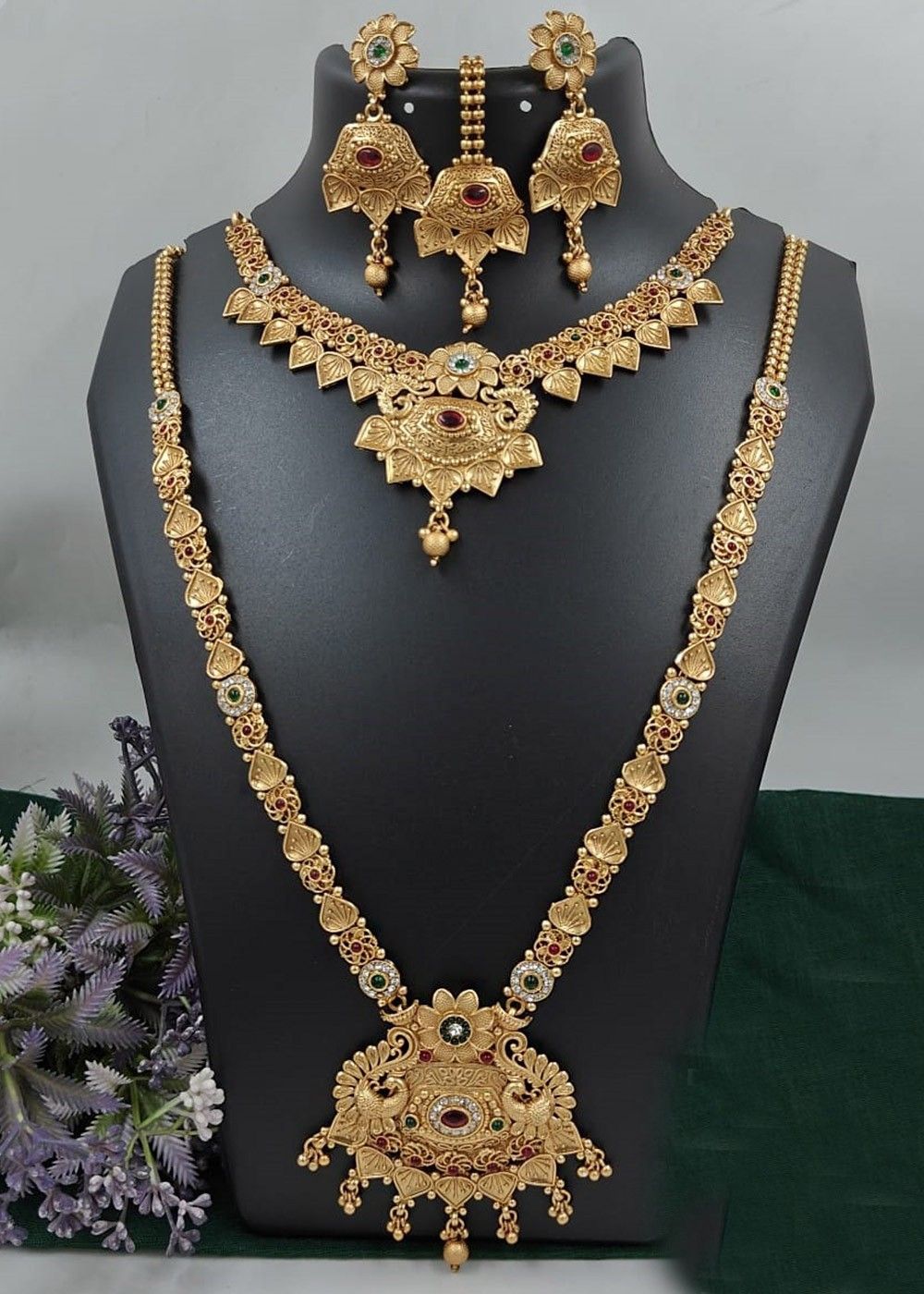 Traditional Golden Layered necklace sets - Reeti Fashion - 2830025