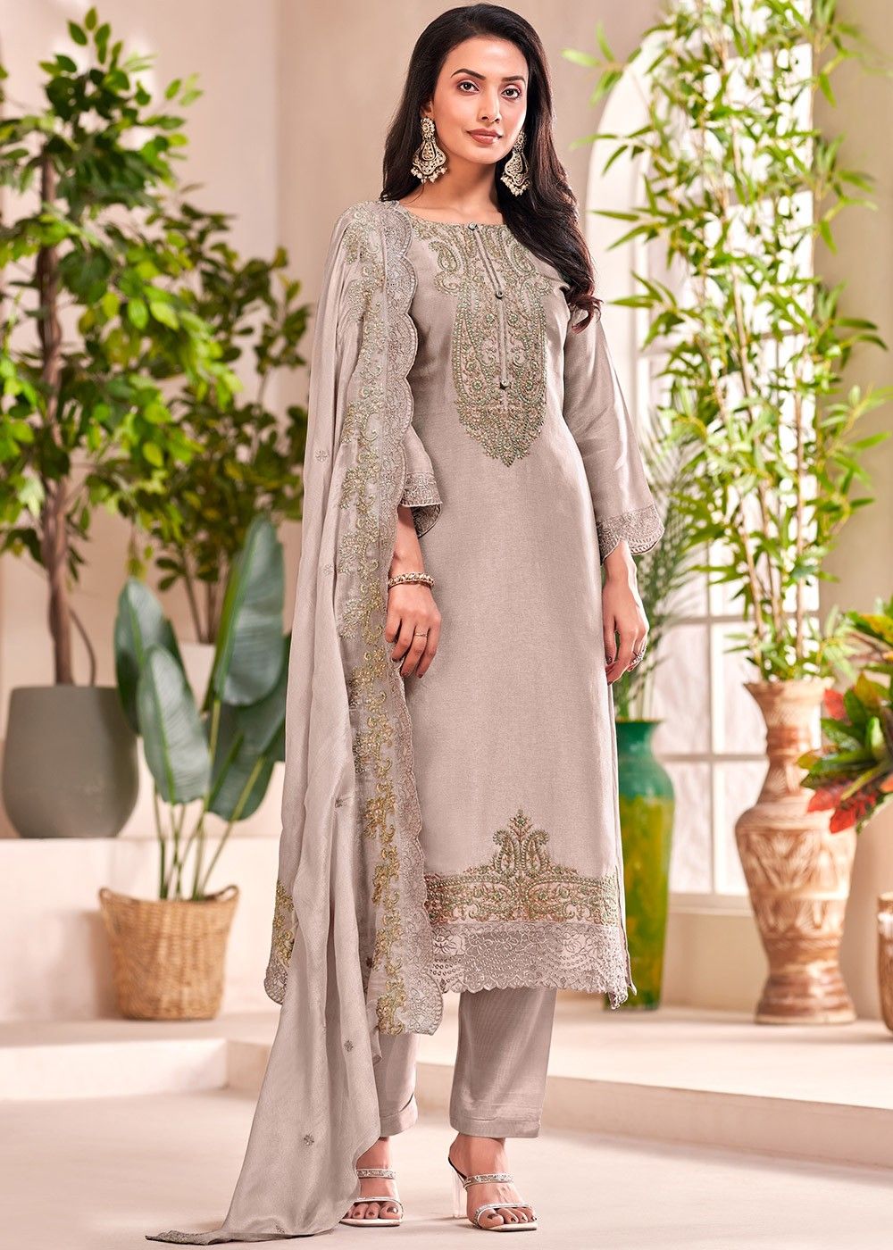 Embroidered Pant-Suit Set
