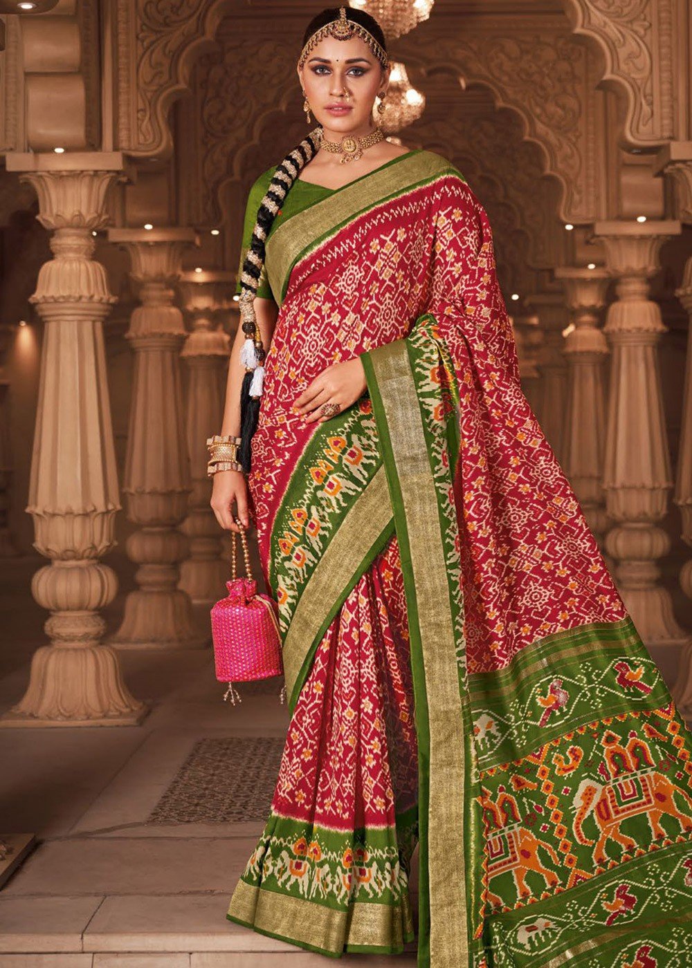 Red Silk designer saree for royal look buy now – Joshindia