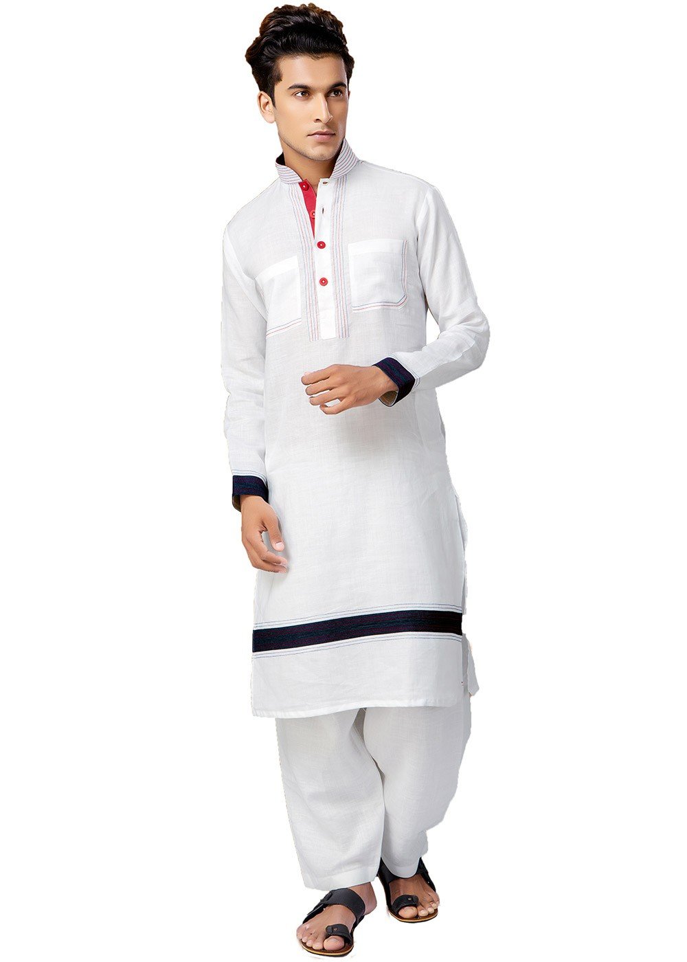 Readymade White Cotton Pathani Suit 590MW12