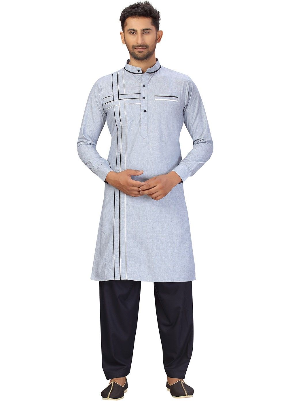 Buy Brown and Coffee Pathani Suit in Cotton with Embroidered work for Men  Online : India -