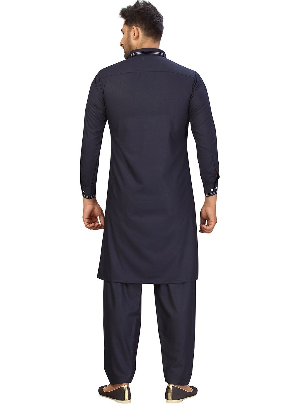Readymade Dark Blue Pathani Suit In Cotton 592MW11