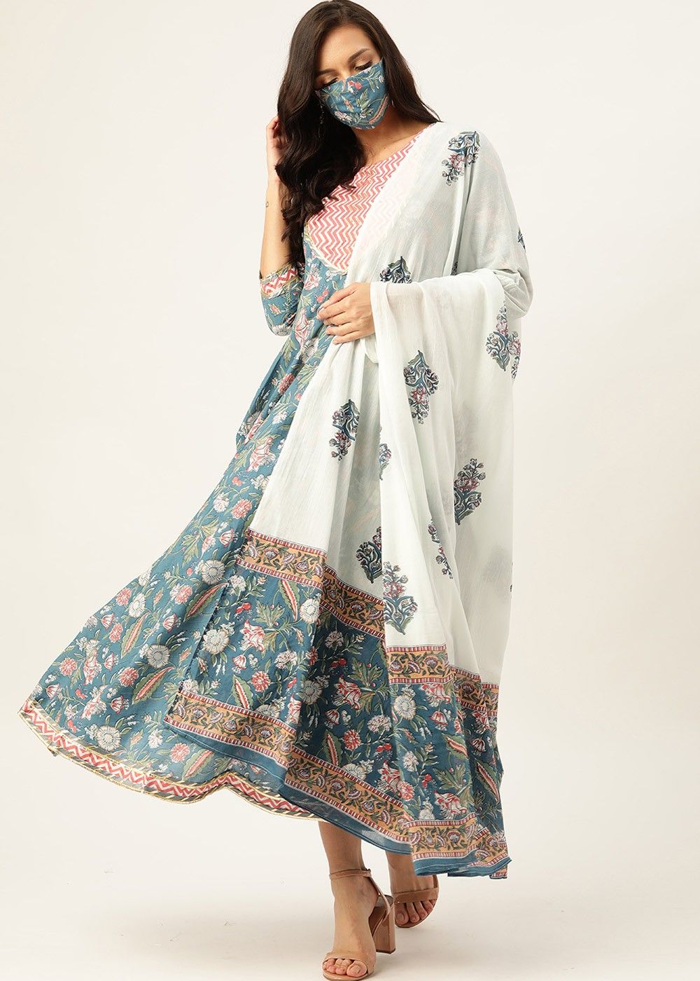 Buy Designer Cotton Anarkali Kurti With Dupatta for Women & Online in India  - Etsy