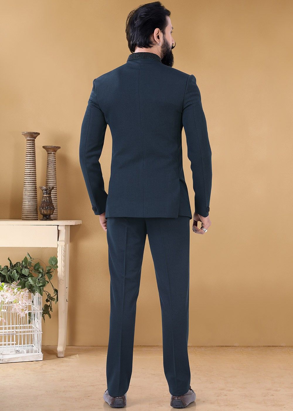 Indian Turquoise Blue Jodhpuri Suit Self Designer Wedding - Etsy