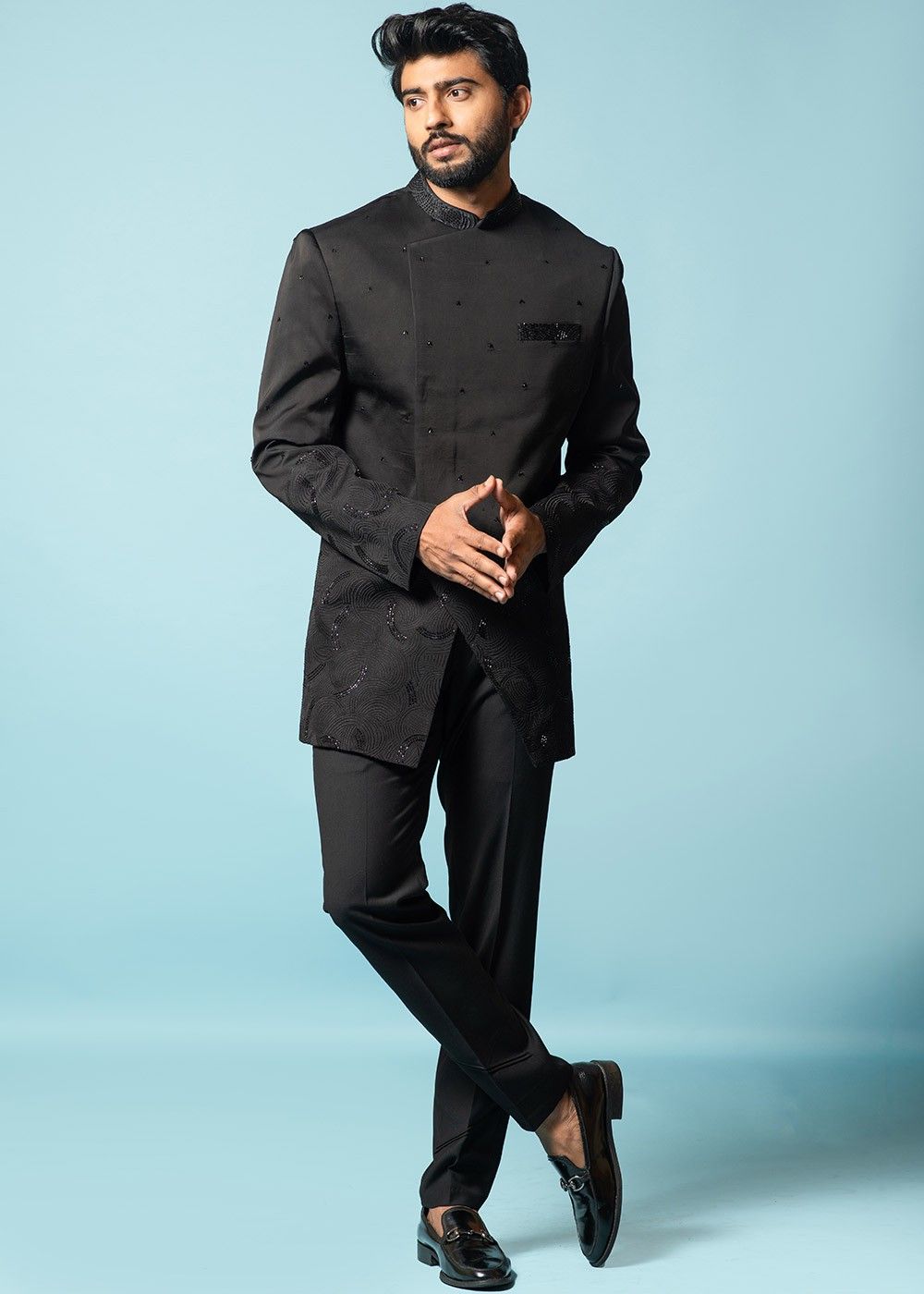 Classic Black Bandhgala Suit for Men | Bennevis Fashion