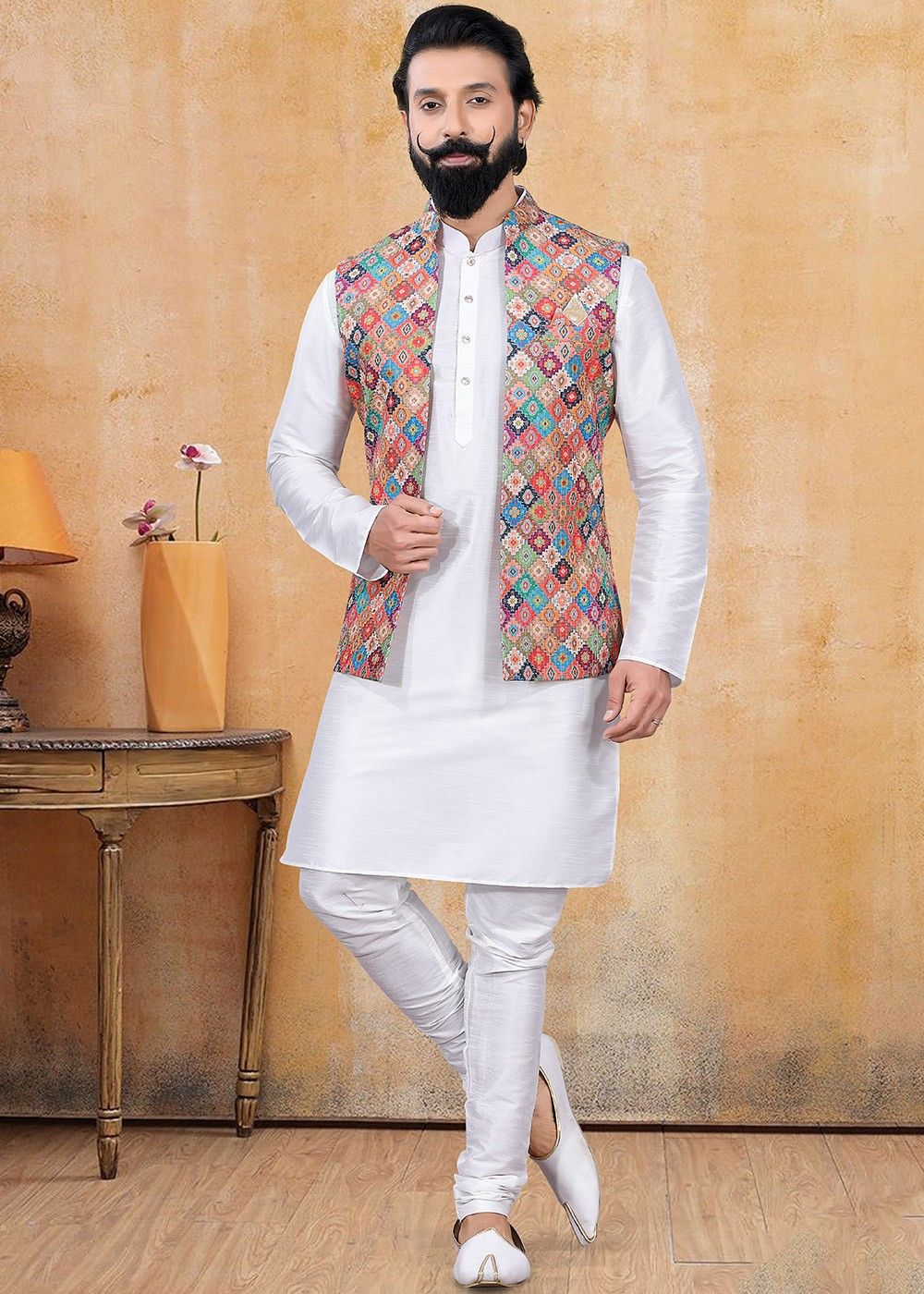 Indian bollywood style ethnic designer lehenga with men kurta pajama combo  wear | eBay