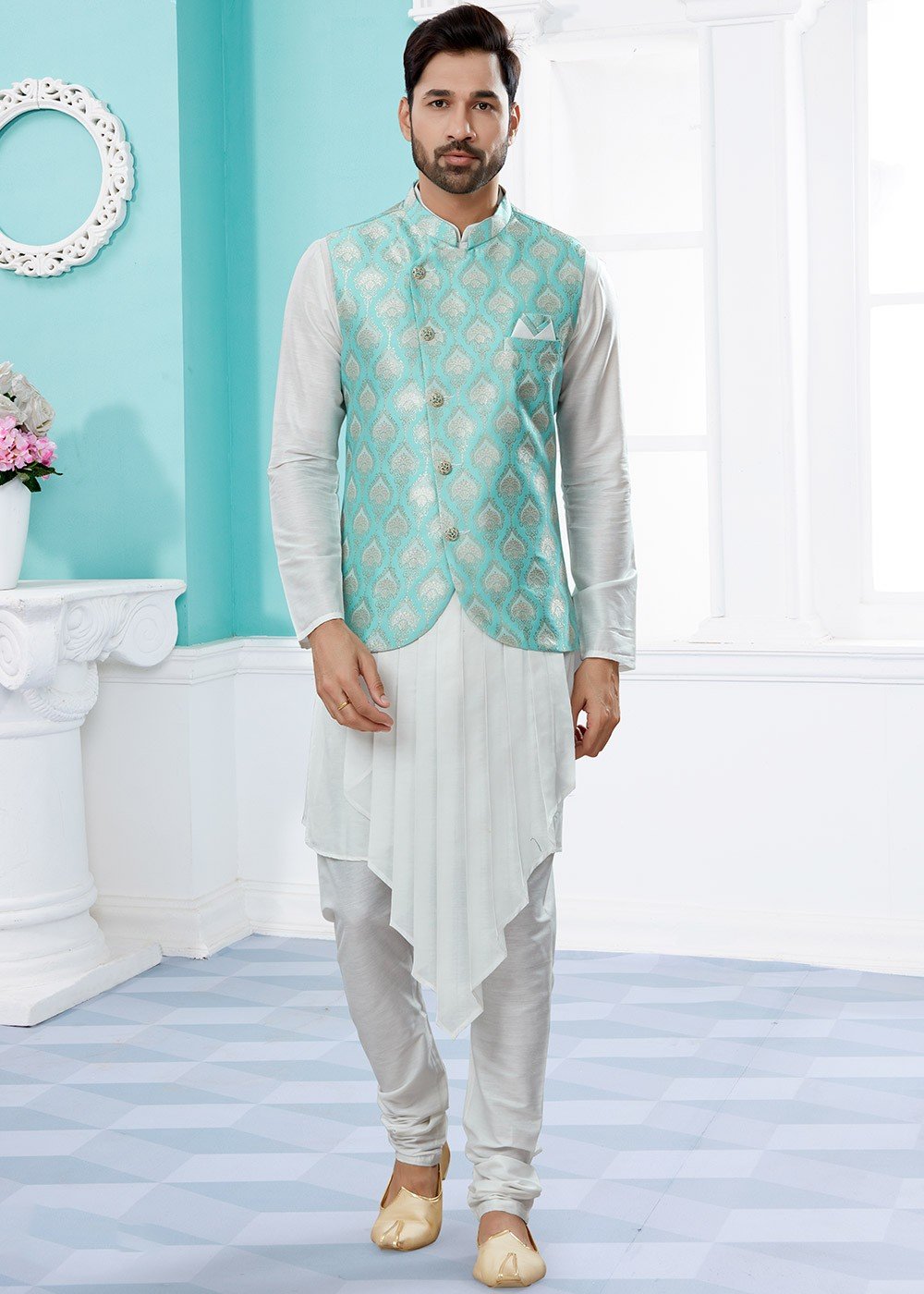 Buy Jompers Men's Green Cotton Floral printed kurta Only Online at Best  Price | Distacart