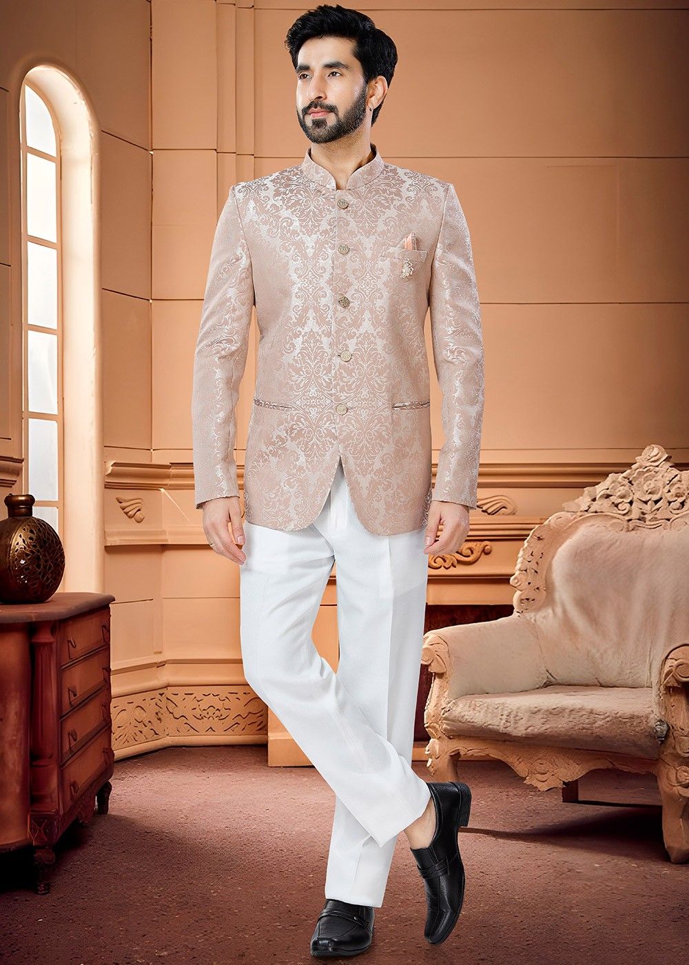 Buy Cream Jodhpuri Suit for men Online from Indian Designers 2024