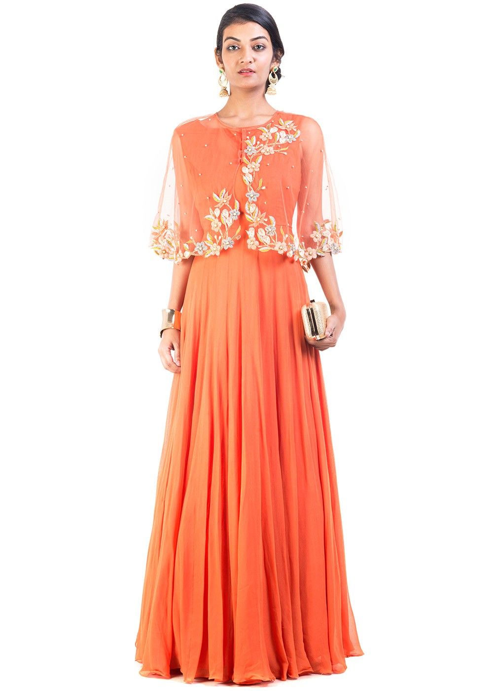 orange net dress