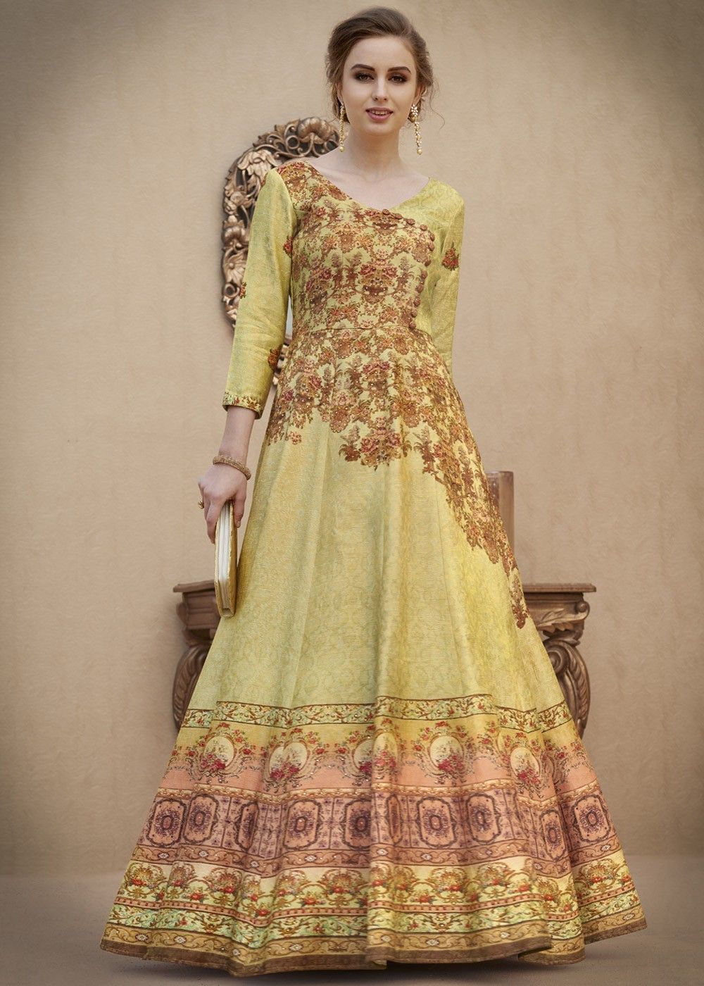 Pretty Girl Dancing Yellow Indian Dress Stock Photo 55250755 | Shutterstock