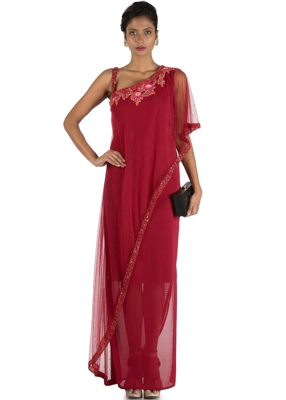 RED ROSE  Double layered gown wid imported net and drape  Facebook