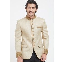 Golden Jute Embroidered Bandhgala Jodhpuri Jacket Latest 308MW02
