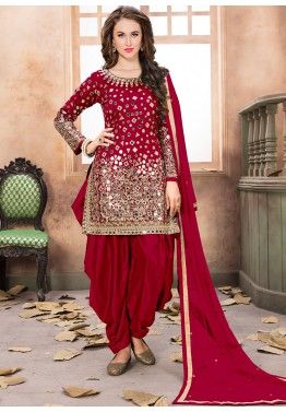 Details about   Salwar Suit Unstitched Girl Kurta Red Partywear Dress Traditional Women Indian 