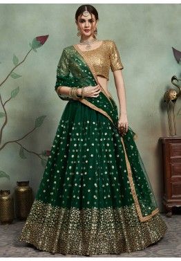 Green Lehenga Choli Indian Mehendi Wear Lengha Choli Designer Lengha Sari Anarkali Lehnga Readymade Lengha Choli Wedding Wear Bridal Lengha