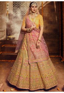 YELLOW Lehenga Choli Designer Wedding Wear Lengha Chunri Set Ghagra Ethnic Sari 