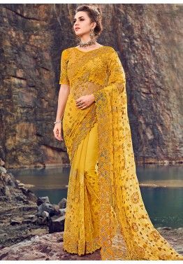 Sari Indian Ethnic Designer Net Embroidery Saree for Wedding Party wear K769