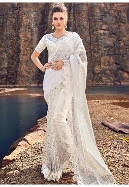 Sari Indian Ethnic Designer Net Embroidery Saree for Wedding Party wear K769