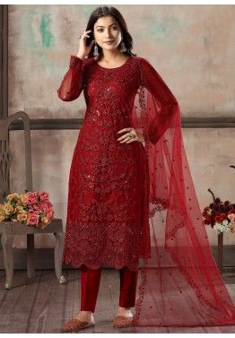 Designer Red Straight Kurti Style Cotton Gown,Indian Block Print Straight Kurti with Palzo and Dupatta for women,Indian Salwar Kameez Dupata
