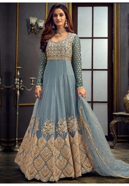 Ready made Indian ladies suit short dress net material with heavy stone work 
