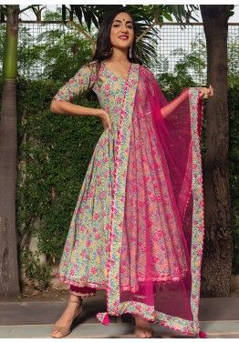 Pakistani Indian Printed Cotton Suit Dress Casual Stitched Shalwar Kameez Salwar 