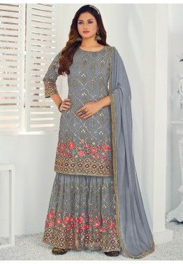 New Designer Pakistani Eid Bridal Plazo Suit Indian Wedding Sharara Gharara SJ3 