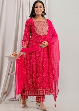 Pink Embroidered Readymade Pant Suit In Rayon