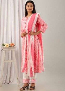 Pink Readymade Rayon Pant Suit In Embroidery