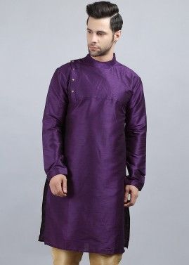 Purple Redaymade Kurta In Dupion Silk