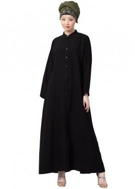 Black Readymade Chinese Collar Abaya