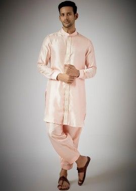 Readymade Pink Pathani Suit For Men