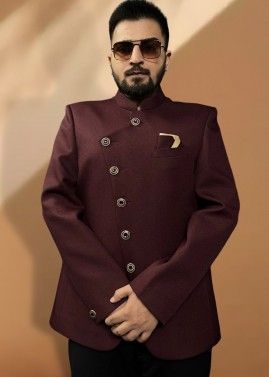 Maroon Bandhgala Jodhpuri Jacket For Men