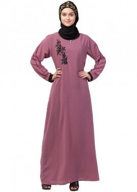 Pink Readymade Abaya In Nida