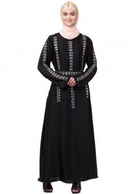 Readymade Beads Embroidered Abaya With Belt