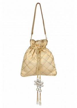 Golden Gota Embroidered Silk Potli Bag