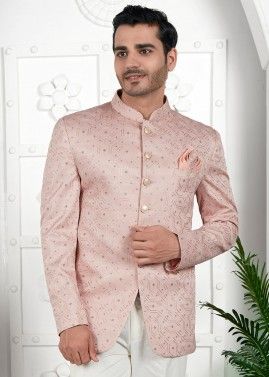 Mauve Pink Embroidered Bandhgala Jodhpuri Jacket