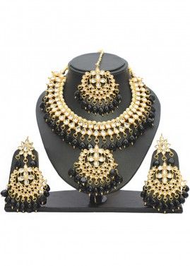 Golden and Black Kundan Necklace Set